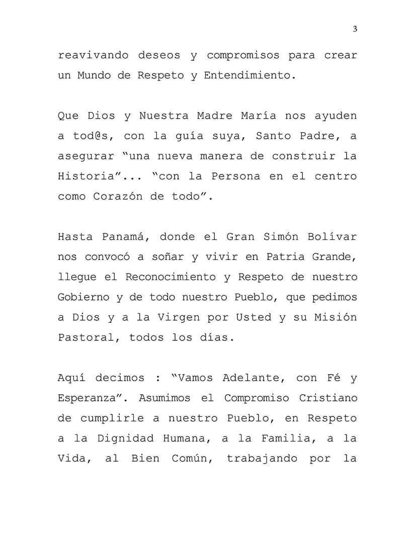 Nicaragua env&iacute;a mensaje de bienvenida al Papa Francisco a tierras mesoamericanas